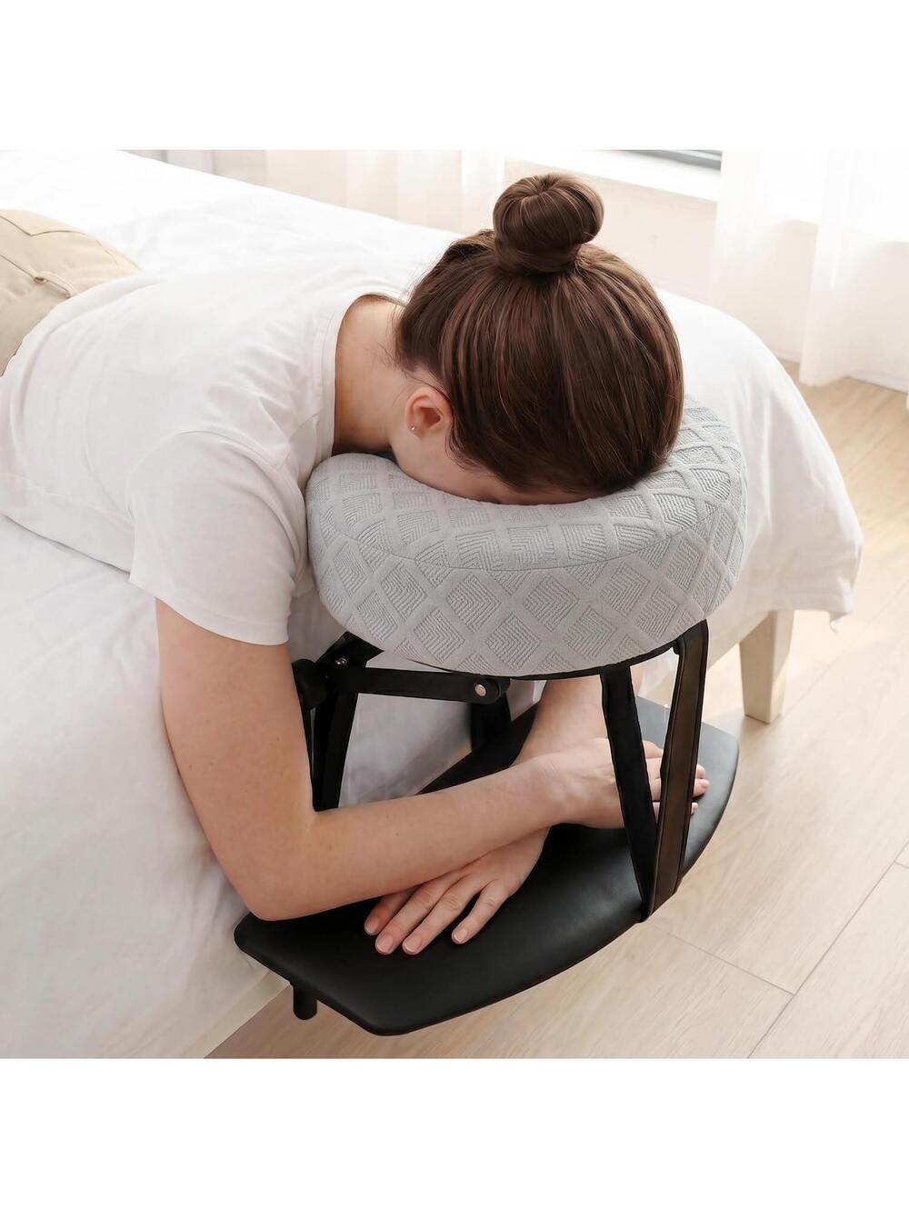 Massage Headrest - Adjustable Face Cradle with Armrest, Fits Most Mattresses